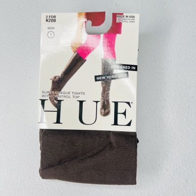 HUE Espresso Super Opaque Tights w/Control Top Size 1 Womens New 1 Pair Pack