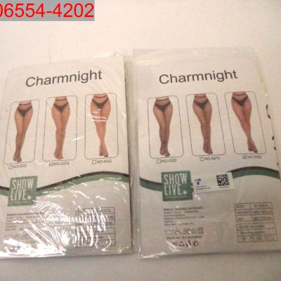 Charmnight Women's Black 2 Pack High Waist Tights Fishnet Stockings, OS US(4-12)