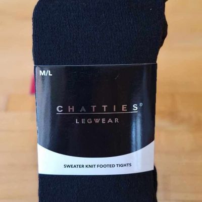 Chatties Women's Black Fleece Lined Footed Tights Legwear M/L