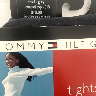 NEW 2 PAIR Tommy Hilfiger Women's Nylon Lycra Tights control top Size Small Gray