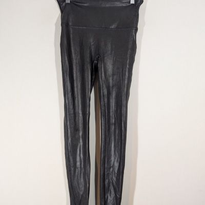 Spanx Women Skinny Black Faux Leather Leggings Sz XS - S Lightweight Mob Wife