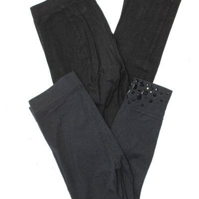 DKNYC DKNY Womens Gem Stoned Elastic Waist Fashion Leggings Black Size S M Lot 2