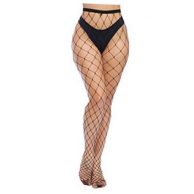 High Waist Tights Fishnet Stockings Thigh High Stockings 3X-Large Black Big Net