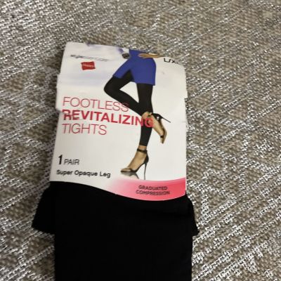 1 Pair Hanes Style Essentials Footless Tights Super Opaque Black L/XL