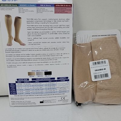 Truform Stockings Knee High Open Toe Dot Top: 30-40 mmHg M BEIGE (0844BG-M)