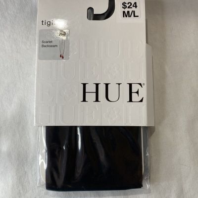 Hue Backseam Sheer Tights ~ Size M/L ~ Color 985 Black/Scarlet