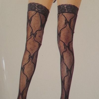 Music Legs Lace Thigh with Lace Stockings Black. Queen size 5' - 5'11