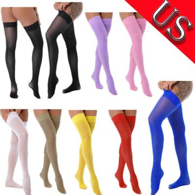 US Women Thigh-High Stockings See-through Over The Knee Stockings Sexy Glossy