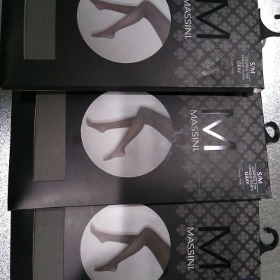 Set of 3 Massini Control Top Opaque Tights Gray Size S/M 4'10