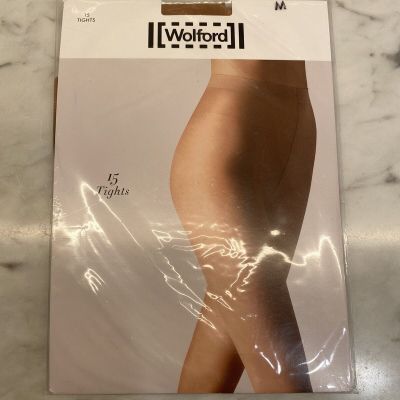 NEW IN PACKAGE WOLFORD 15 TIGHTS -  GOBI MEDIUM - 18271 4365 - COTTON GUSSET!!