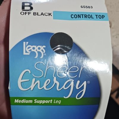 Sheer Energy Pantyhose Control Top Off Black  SIze B
