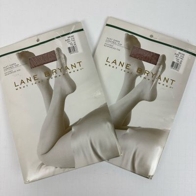2 Pair Lane Bryant Silky Sheer Control Top Pantyhose Beige Size C/D New