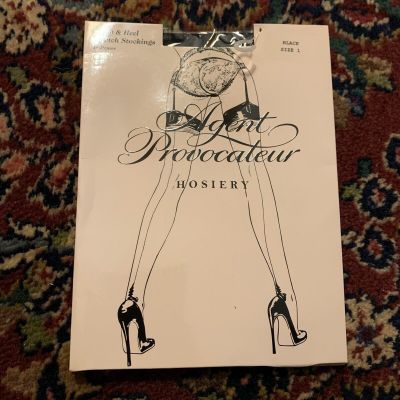 Agent Provocateur Seam & Heel Black Stockings Size 1 NEW (Made in France)