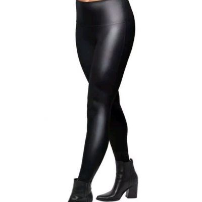 Jane and Bleecker High Waisted Faux Leather Stretch Leggings Black Womens Size L