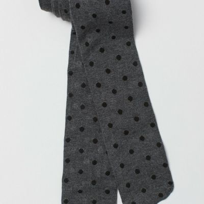 H&M HM Women's Tights Polka Dot Dotted Grey Melange Fine-Knit S,M,L,XL NWT