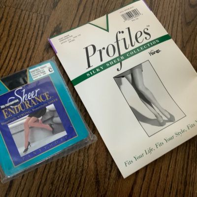 pantyhose sheer profiles vintage Hanes Lycra hosiery lot size CD Italy NOS