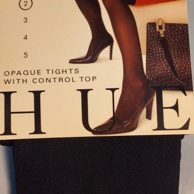New~**HUE NAVY OPAQUE CONTROL TOP TIGHTS**~SIZE 2~M/L~120-170 LBS
