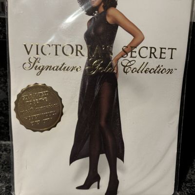 Victoria's Secret Signature Gold Collection Silky Opaque Control Top Black Med