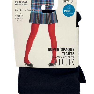 Hue Super Opaque Tights Women 3 (M/L) Control Top 90 Denier NylonBlend Navy Blue
