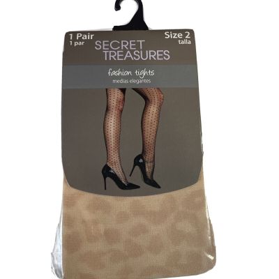 Secret Treasures women's size 2 Nude Leopard Pattern Fashion Tights NEW