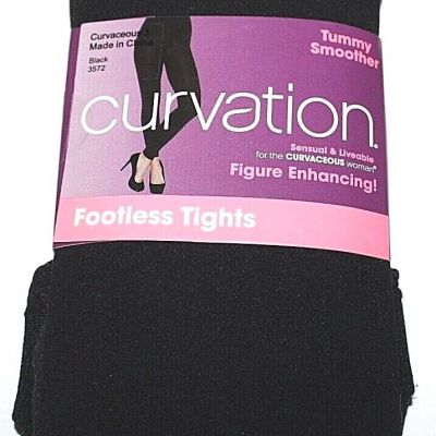 Curvation Women's Solid Black, Style 3572 Footless Tights - Pick Your Size
