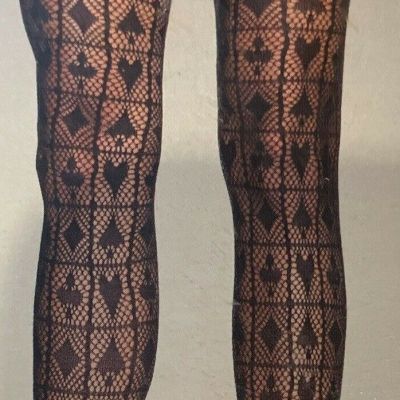 New Black fishnet stockings women XS S M cards party Hearts Diamonds Clubs spade