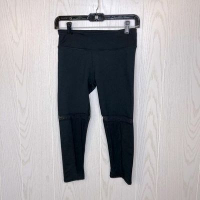 Fabletics Black with Sheer Accents Capri Pocket Leggings Size XS