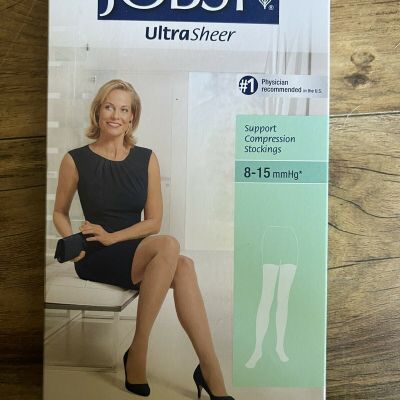 Jobst Ultra Sheer Large  Compression Stockings 8-15 Thigh High Silky beige