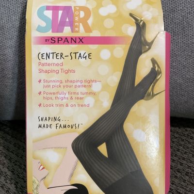Star Power By Spanx Patterned Shaping Tights Size C Ribbed Row Black High Waist