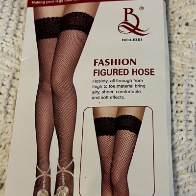 16 Pair High Tube Fishnet Lace Thigh Opening Above Knee Lingerie Stocking