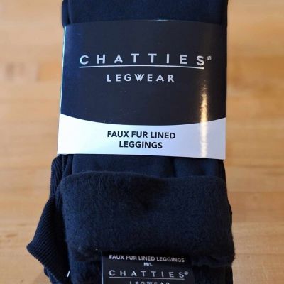 Chatties Women's Black Faux Fur Lined Leggings Size M/L