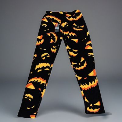 No Boundaries Spooky Jack-O-Lantern Faces Ankle Length Leggings Jr Women's MED