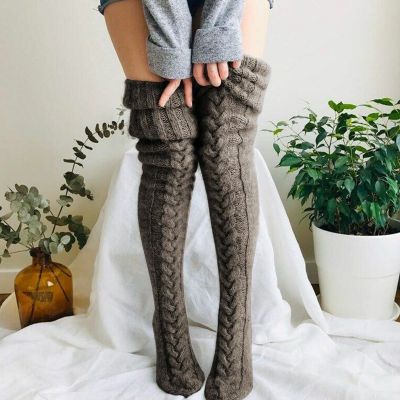 Womens Warmer Knitted Long Boot Socks Over Knee Thigh High Stockings Crochet Leg