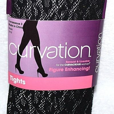 Curvation Women's Net Patterned Black, Style 3110 Tights - Pick Your Size