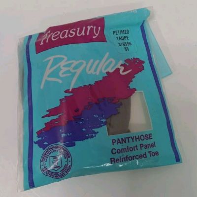 Treasury Pantyhose Petite/Medium Taupe Comfort Panel Reinforced Toe New In Pkg