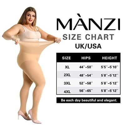 MANZI Women's 2 Pairs Plus Size Control Top Ultra-Soft Casual Tights XXL