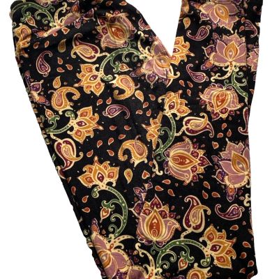 LuLaRoe Leggings Pant OS Floral Flowers Paisley Soft Boho Black Festive