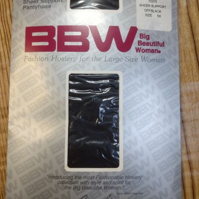 Vintage BBW Big Beautiful Woman Support PANTYHOSE Nylons Off Black SIZE 5X New