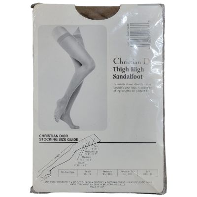 Christian Dior Thigh High Sheer Sandalfoot Sand Taupe Size Medium