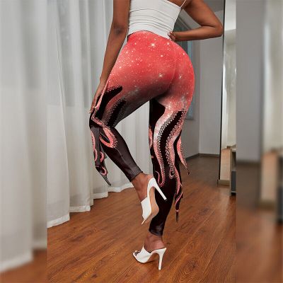 Ladies Stretch Tummy Control Trousers Women Sport Slimming Fish Scale Leggings