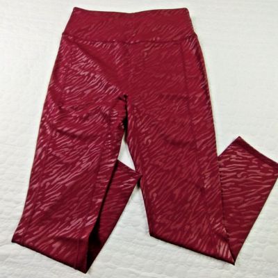 Zuda Leggings Medium Z-Stretch Bright Berry Foil Printed Pocket Wicking AGL0456