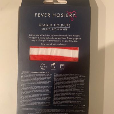 New Fever Opaque Hold Ups Thigh Highs Stripe Red & White OSFM