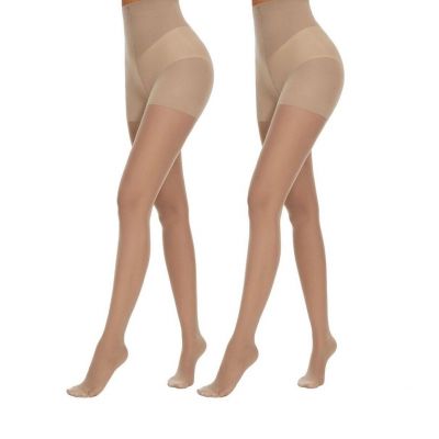 2 Pack Silky Tights for Women, Non Rip Sheer Tights - Control Top Pantyhose for