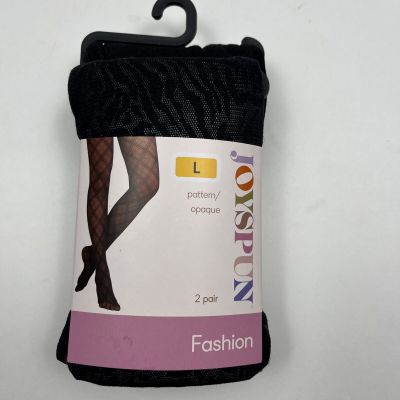 Joyspun Woman's Opaque/Pattern Tights ( 2  Pair) Size XL  NEW WITH TAGS