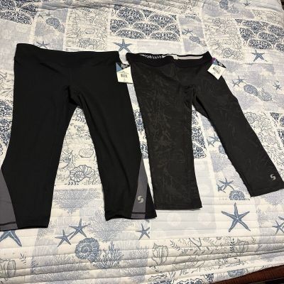 Soffe Lot 2 Yoga Exercise Capris Pants Women Sz M Waist 28/29
