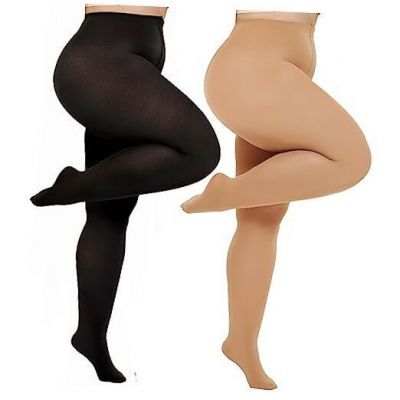 Plus Size Tights for Women Semi Opaque Queen Size XX-Large 2pairs-black+suntan