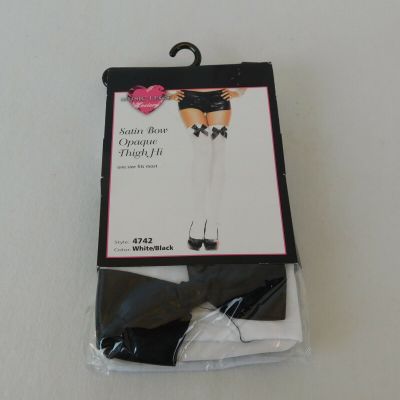 Sexy Satin Black Bow Opaque Thigh Hi Nylon White Stockings Sock Bridal Hosiery