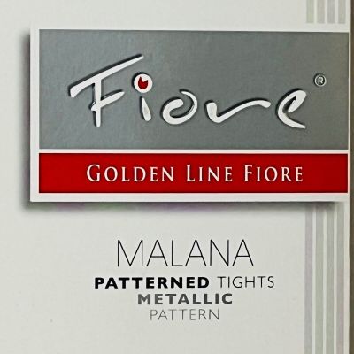 FIORE Golden Line Malana Black 20 Den Pantyhose Metallic Patterned Tights 3,4