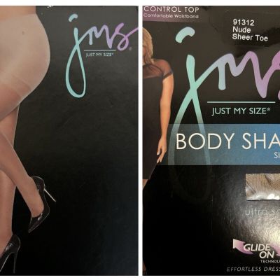 Just My Size JMS Body Shaper Sheer Nude 91312 Sheer Toe Pantyhose 3X Stockings
