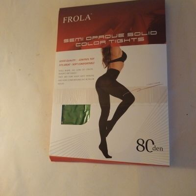 Frola Semi Opaque Solid Color Tights , Clover Green